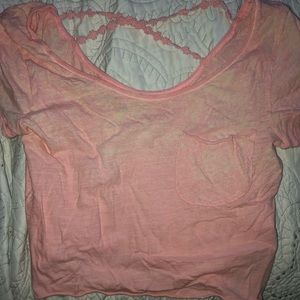 Pink short sleeve crop top